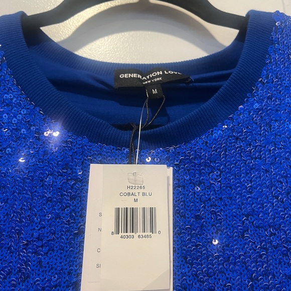 Generation Love Kai Cobalt Blue Sequined T-shirt. NWT. Size Medium. - Picture 4 of 5